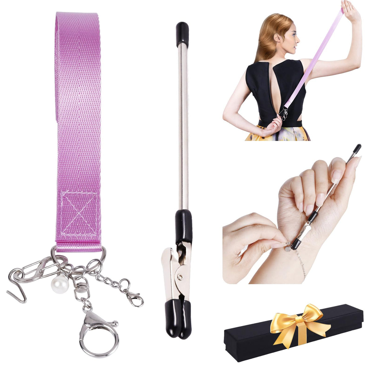 Zipper Helper Pull for Dresses and Bracelet Helper Tool Set Zipper Puller Helper for Elderly Women or Traveler Dress Zipper Pull Helper Easy to Use
